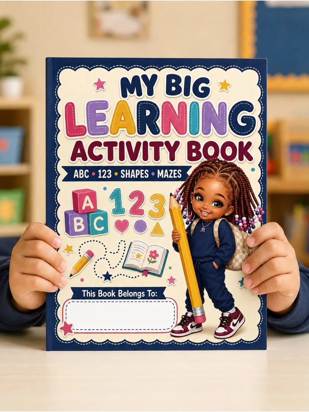 Kids Preschool Learning Activity Book ABC Numbers Shapes Mazes Ages 3-6